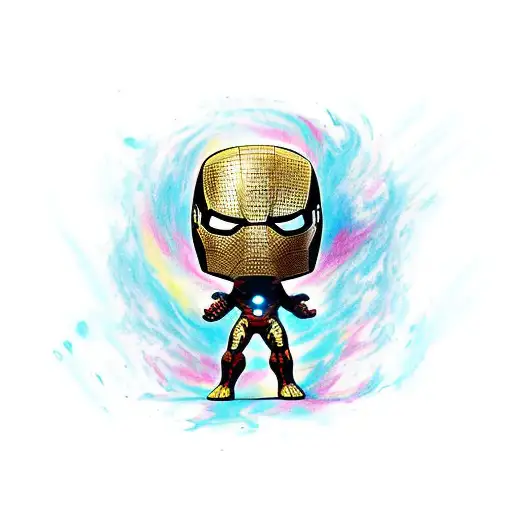 marvel logo with Funko pop  tattoo design idea