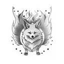 Kitzune renard à 9 queues et Calcifer  tattoo design idea