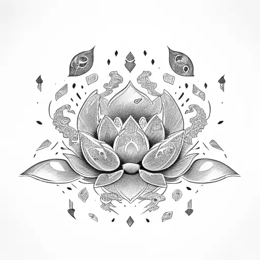 moon lotus vines tattoo design idea