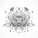 moon lotus vines tattoo design idea