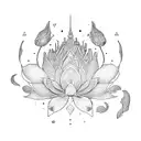 moon lotus vines tattoo design idea