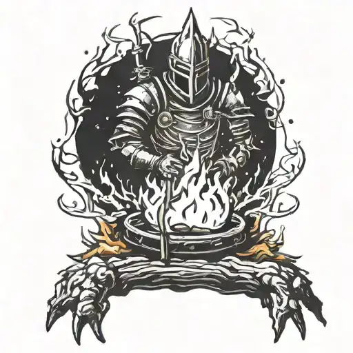 dark souls bonfire tattoo design idea