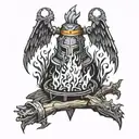 dark souls bonfire tattoo design idea