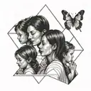Mother and three children, love, faith, hope, life tattoo design idea