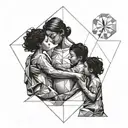 Mother and three children, love, faith, hope, life tattoo design idea