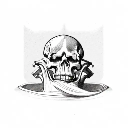 skeleton bent over giving thumbs up  tattoo design idea