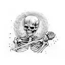 skeleton bent over giving thumbs up  tattoo design idea