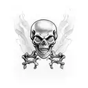 skeleton bent over giving thumbs up  tattoo design idea