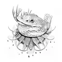 axolotl with aztec armor tattoo design idea