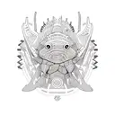 axolotl with aztec armor tattoo design idea