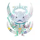 axolotl with aztec armor tattoo design idea