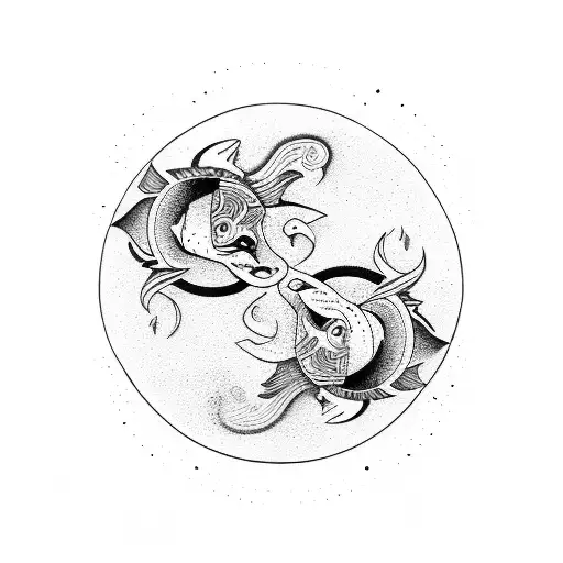 Yin and Yang pisces  tattoo design idea