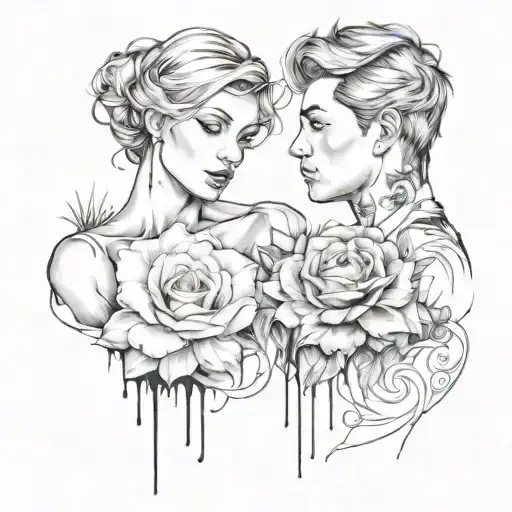 her painter his canvas couple tattoo tattoo design idea