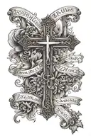 Cross with John 3:16 and CMM23 words in cross tattoo design idea