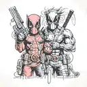 deadpool and wolverine tattoo design idea