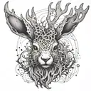 decaying jackalope tattoo design idea