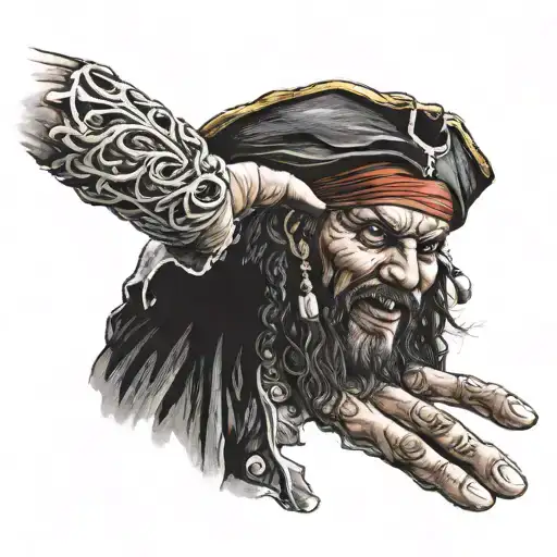 pirate outstretched hand tattoo design idea