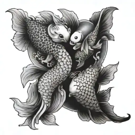 koi fish yin yang symbol merging tattoo design idea