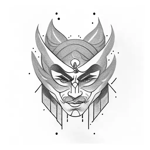 half face jester, half face king, shadows  tattoo design idea