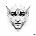 half face jester, half face king, shadows  tattoo design idea