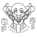  face, left half jester, right half face, shadows  tattoo design idea