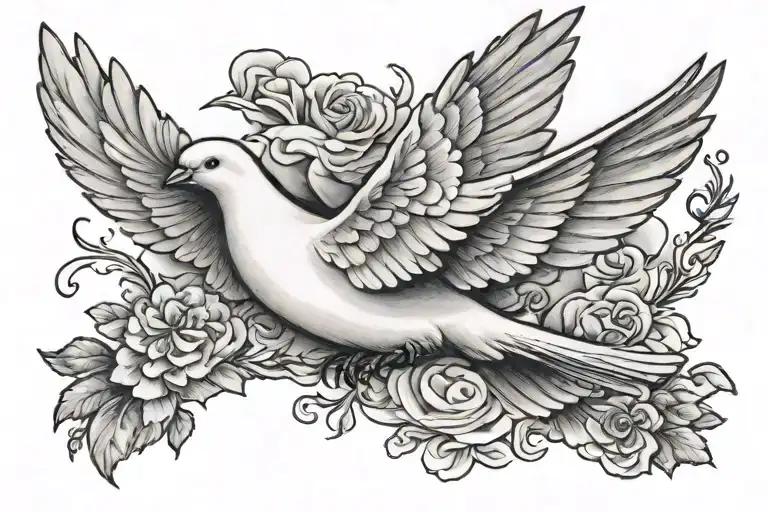 Dove flying bird tattoo design idea