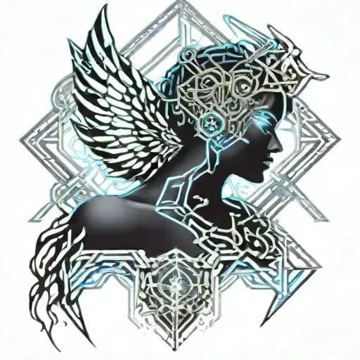 Biblical Angel woman tattoo design idea