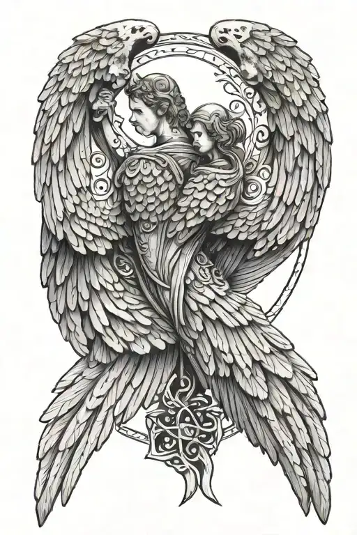 Biblical angel wings tattoo design idea