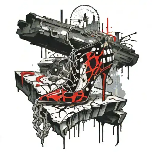 the drowned stiletto will be thrown chained to a stone with his hand raised tattoo design idea