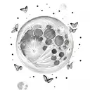 Lunar Moon with a star and butterflies  tattoo design idea