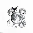 Lunar Moon with a star and butterflies  tattoo design idea