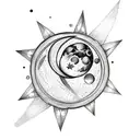 Lunar Moon with a star and butterflies  tattoo design idea