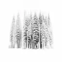 A new-school interpretation of a cedar forest with hidden hockey references tattoo design idea