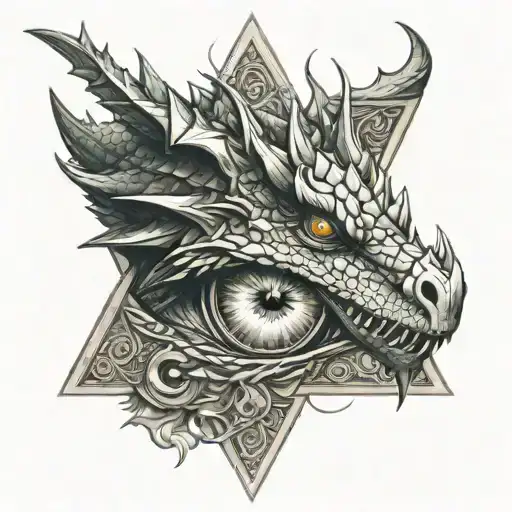 triangle Illuminati eyes like fire breathing dragon tattoo design idea