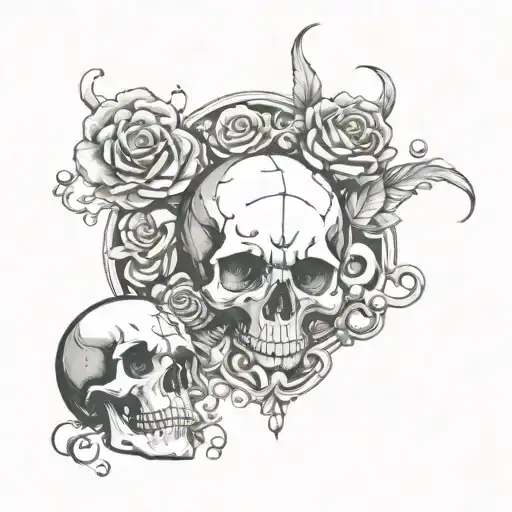 Scorpio ideal base with a 8ball, dice, skull face and rose behind it   tattoo design idea
