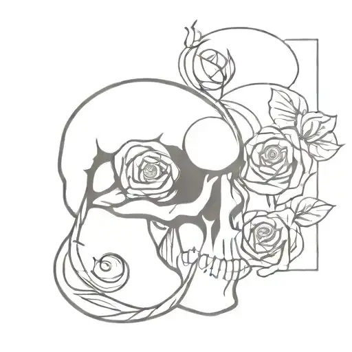 scorpion skull rose fire tattoo design idea