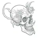 scorpion skull rose fire tattoo design idea