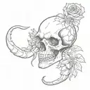 scorpion skull rose fire tattoo design idea