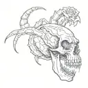 scorpion skull rose fire tattoo design idea