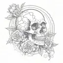 Scorpio ideal base with a 8ball, dice, skull face and rose behind it   tattoo design idea