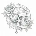 Scorpio ideal base with a 8ball, dice, skull face and rose behind it   tattoo design idea