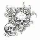 Scorpio ideal base with a 8ball, dice, skull face and rose behind it   tattoo design idea