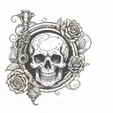 Scorpio ideal base with a 8ball, dice, skull face and rose behind it   tattoo design idea