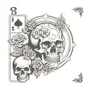 Scorpio ideal base with a 8ball, dice, skull face and rose behind it   tattoo design idea