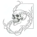 scorpion skull rose fire tattoo design idea