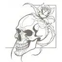 scorpion skull rose fire tattoo design idea