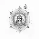 हे राम  हे कृष्ण written in tattoo design with mor pankh below it tattoo design idea