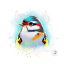 patchwork robin tattoo design idea