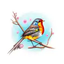 patchwork robin tattoo design idea