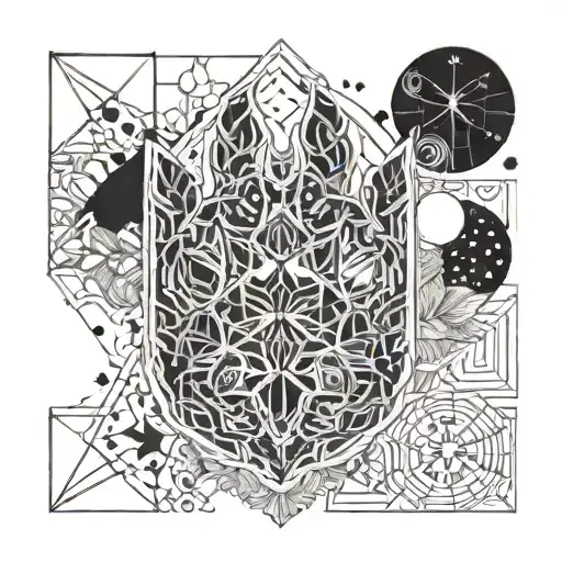 paw print incorporated into a design that combines elements of nature such as the stars and moon.  tattoo design idea